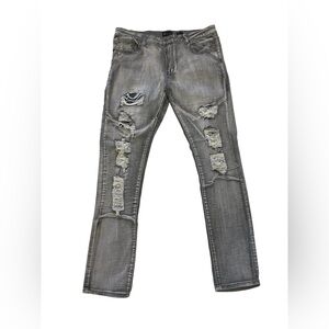 Stylish Waimea Brand Distressed Skinny Jeans in Gray